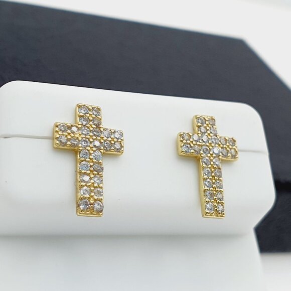 "14K Gold Plated 925 sterling silver luxury CZ Earring, RJUS2112 - Picture 4 of 11